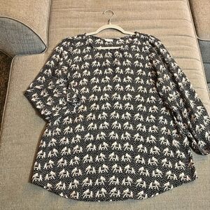 Pixley Elephant Novelty Cute Casual Office Career Top Blouse Size Large